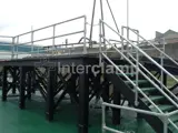 Safety barrier and stair handrails placed on boat port decking